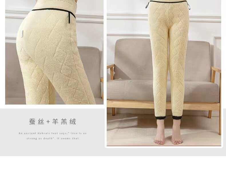Quần legging nữ giữ nhiệt siêu dày cạp cao lót nhung cừu, dáng bút chì mặc ngoài — Bảo vệ trung tâm bằng lụa 100% dày [Kung Fu Sheep Inner], Bảo vệ trung tâm bằng lụa 100% dày [bên trong màu MƠ], Quần lụa nhung cừu 100% dày chi tiết 33