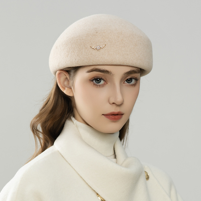 Mũ beret len nữ phong cách Hàn Quốc, chất len pha, mềm mại, đội mùa thu đông — cơm trộn