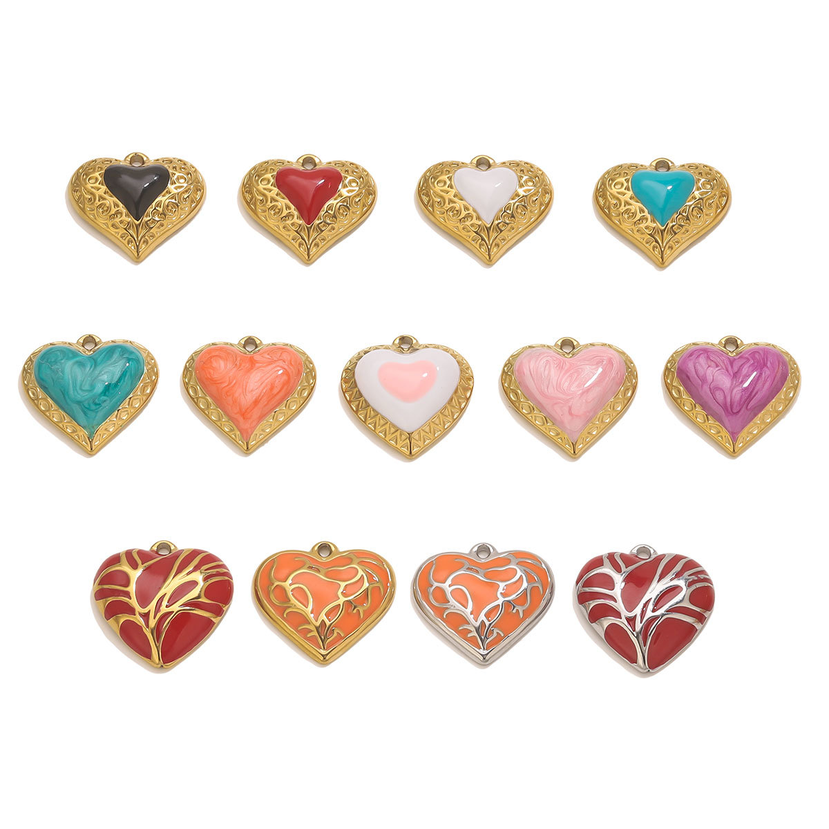 304 Stainless Steel Material 1 Piece 304 Stainless Steel PVD Coated Real Gold Plated Heart Shape Pendant Pendant