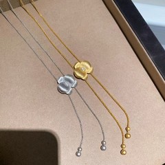 纯银S925拉丝工艺蝴蝶兰项链毛衣链高级感轻奢小众设计精致锁骨链