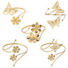 Factory direct sales cross -border fashion new butterfly hand ring exaggerated metal flower arm rings inlaid diamond opening arm bracelet