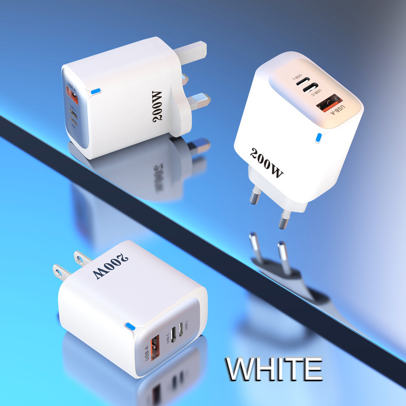 New Private Model Full Protocol Reverse Charging 200W Super Fast Charging Head with European, American, and British Standards, Intelligent Temperature Control Mobile Phone Charger