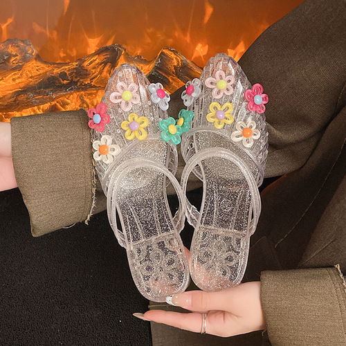 Transparent crystal jelly shoes jewelry high-end three-dimensional hole shoes DIY shoe flower buckles detachable Korean hole shoes