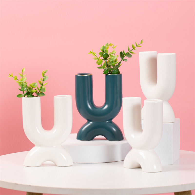 Jarrón de Cerámica Nórdico INS, Decoración Creativa, Artesanía sin Esmaltar, Arreglo de Flores Secas, Estilo INS Simple y Blanco para el Hogar