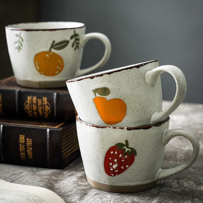 Fruit simple household Nordic ceramic ins style hand-painted mug creative personalized water cup stoneware coffee cup