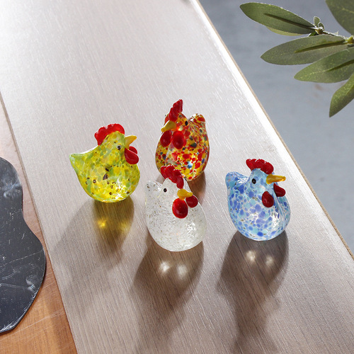 Creative handmade Zibo glass rooster figurine, small ornament, glass product, cooing chicken, home decoration craft, animal