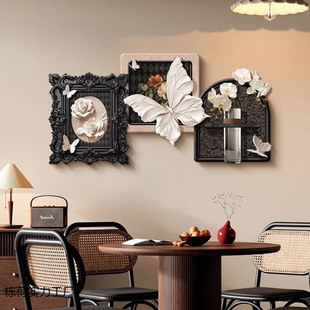 French Middle Style Restaurant Decorative Painting High Sense Butterfly Rose Hydroponic Green Planting Dining Table Hanging Painting Living Room Wall Mural