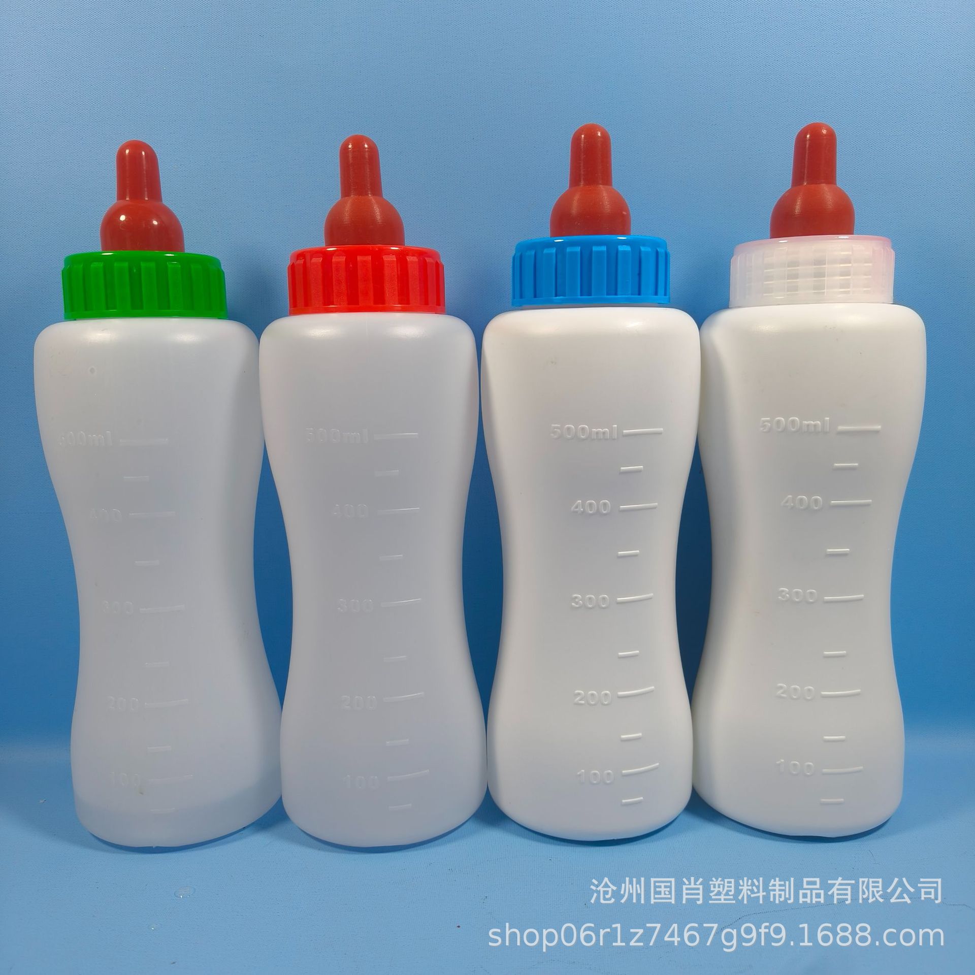 500ml botella redonda de cordero cerdo botella de ciervo de ciruela botella de mascota engrosada con botella de calibración tetas