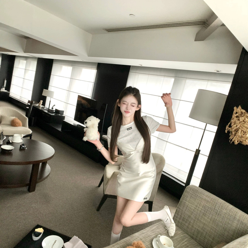 Miu Style Strapless Dress 2026 Summer New Pure Desire Style with Micro Letter Design Layered A-Line Long Dress