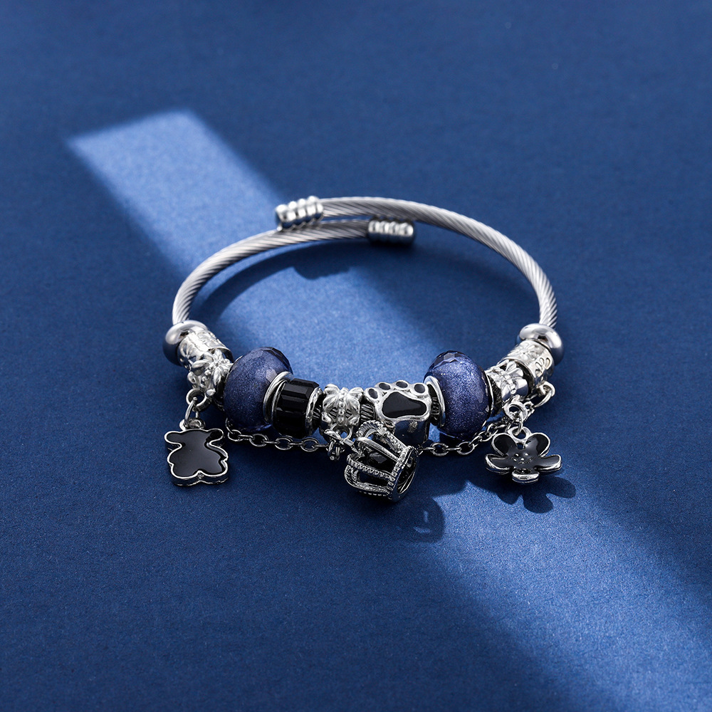 Nicho de la moda versátil pulsera de alto grado de lujo luz diseño personalizado pulsera de Saturno abierto de diamantes incrustado transfronterizo