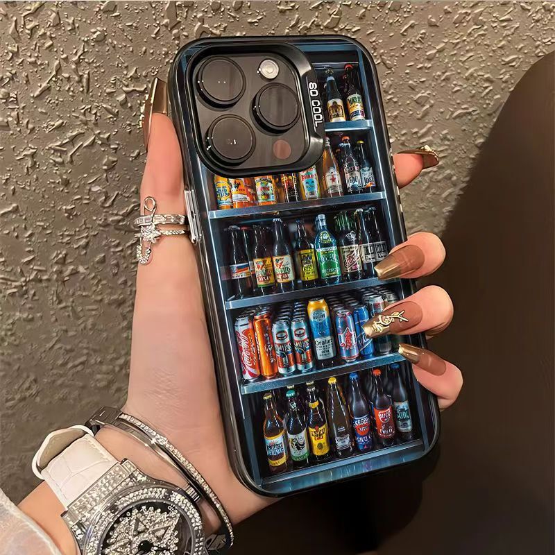 Refrigerator Beverage Cabinet Suitable for Apple 17Promax New Mobile Phone Case Iphone15 Classy 16 Fun 14 Creative