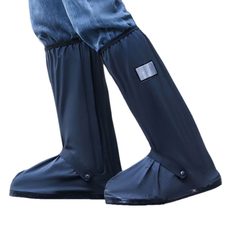 Rain Shoe Cover Waterproof Thickened Wear-Resistant Non-Slip Men's Rainproof High Shoe Cover Long Shoe Water Shoe Women's Rain Foot Cover Rain Boots