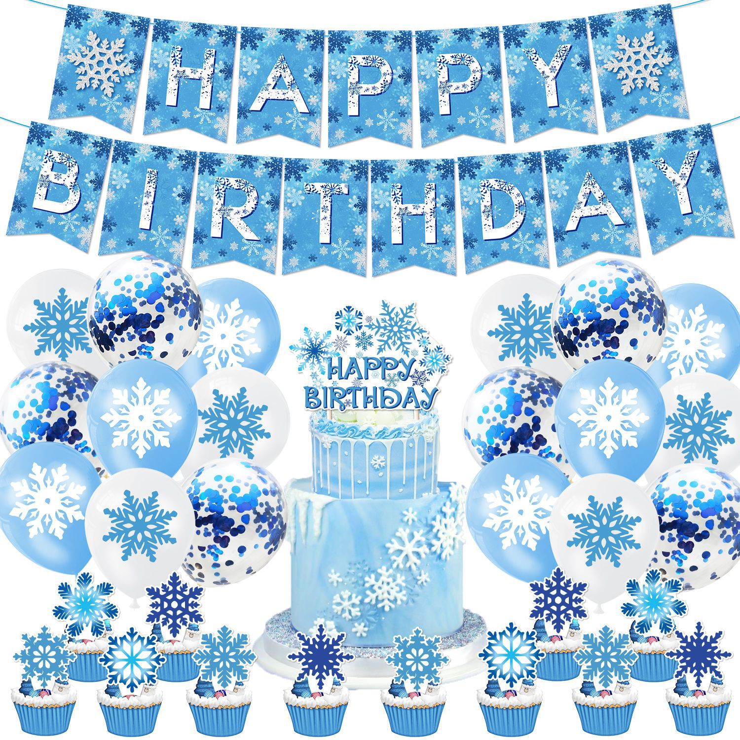 Birthday Snowflake Paper Party Decorative Props 1 Set display picture 1