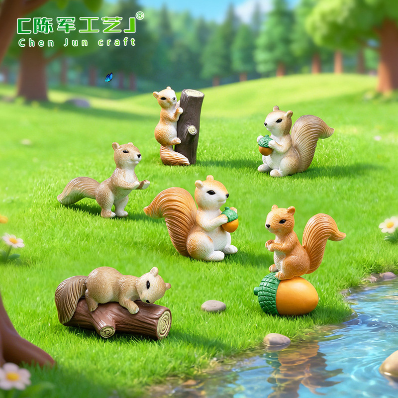 Chen Jun craft cute mouse squirrel animal Moss micro landscape decoration bonsai succulent plastic craft ornaments
