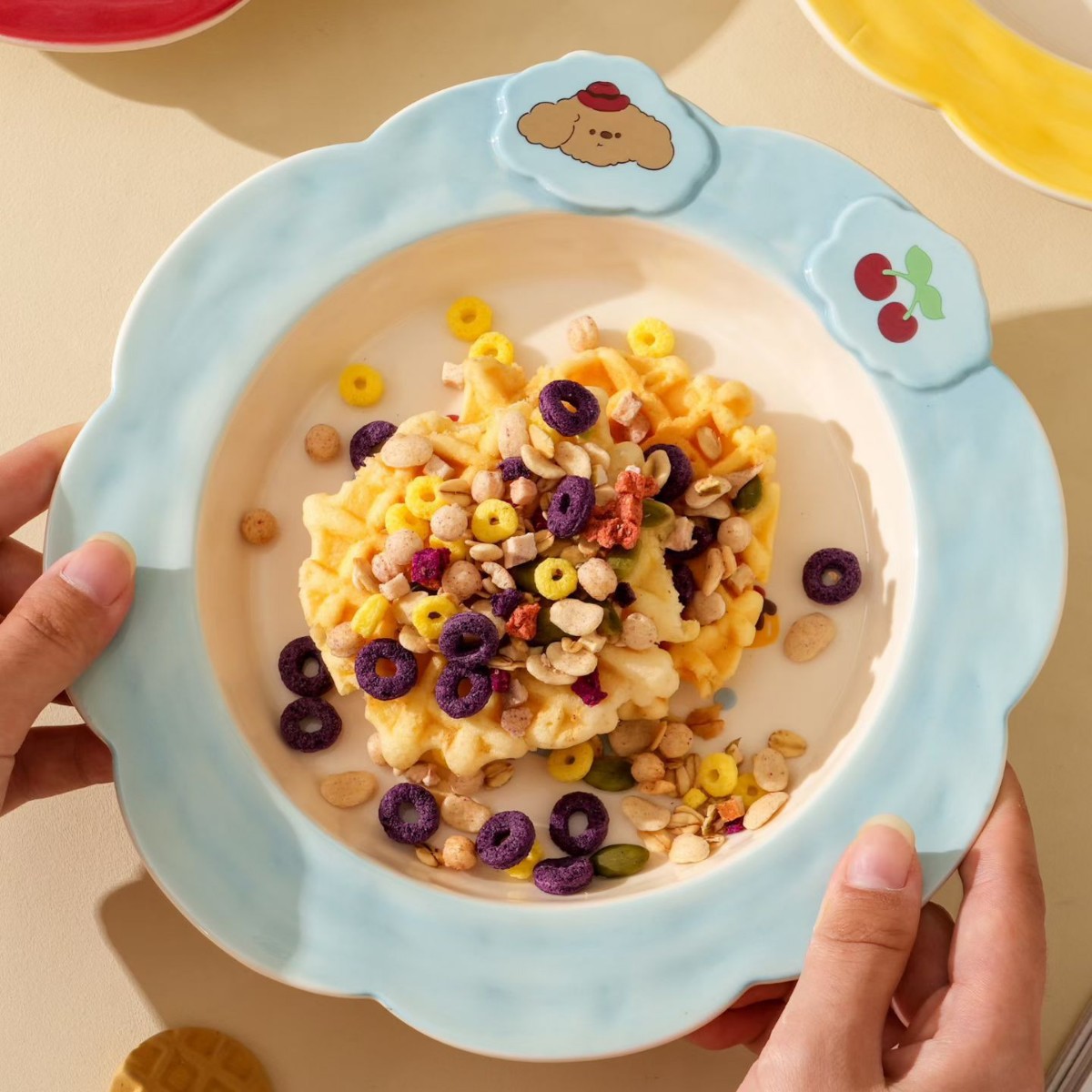 Personalidad creativa de dibujos animados plato de cerámica de animales encantador vajilla acompañante regalo lindo divertido plato de encaje hecho a mano en relieve plato de postre
