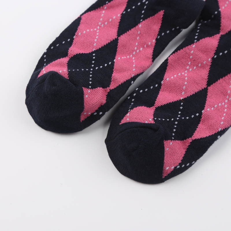 Calze alte donna con motivo scozzese jacquard stile street_voghion.com