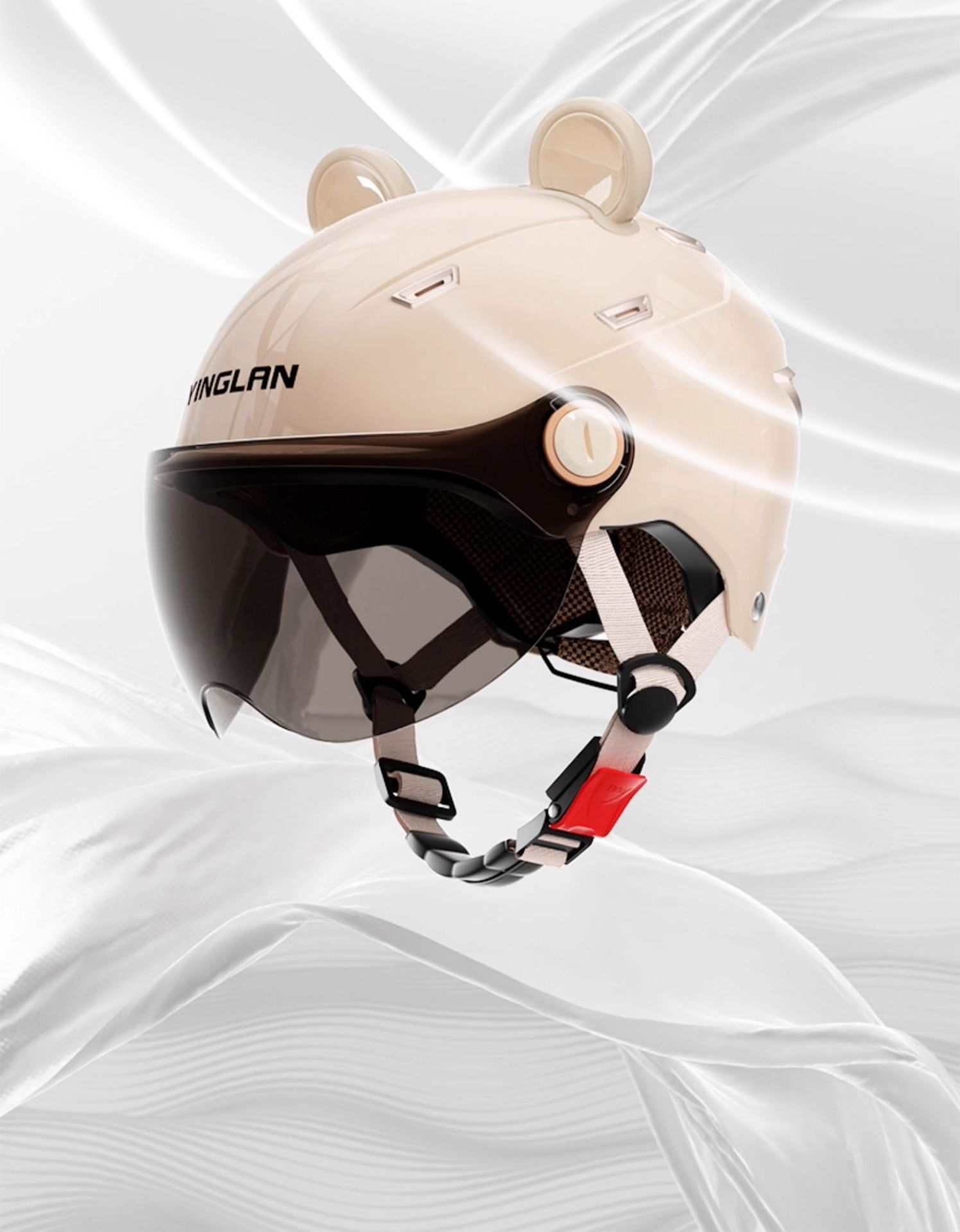 Vintage Cute Women's Electric Scooter Helmet with Dual Mirrors, 3C Certified, Suitable for All Seasons, Warm Motorcycle Safety Helmet