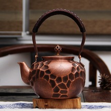 昆吾山【鬼锤】新款日式鬼锤纹纯手工手打铜壶纯紫铜煮茶壶礼盒装