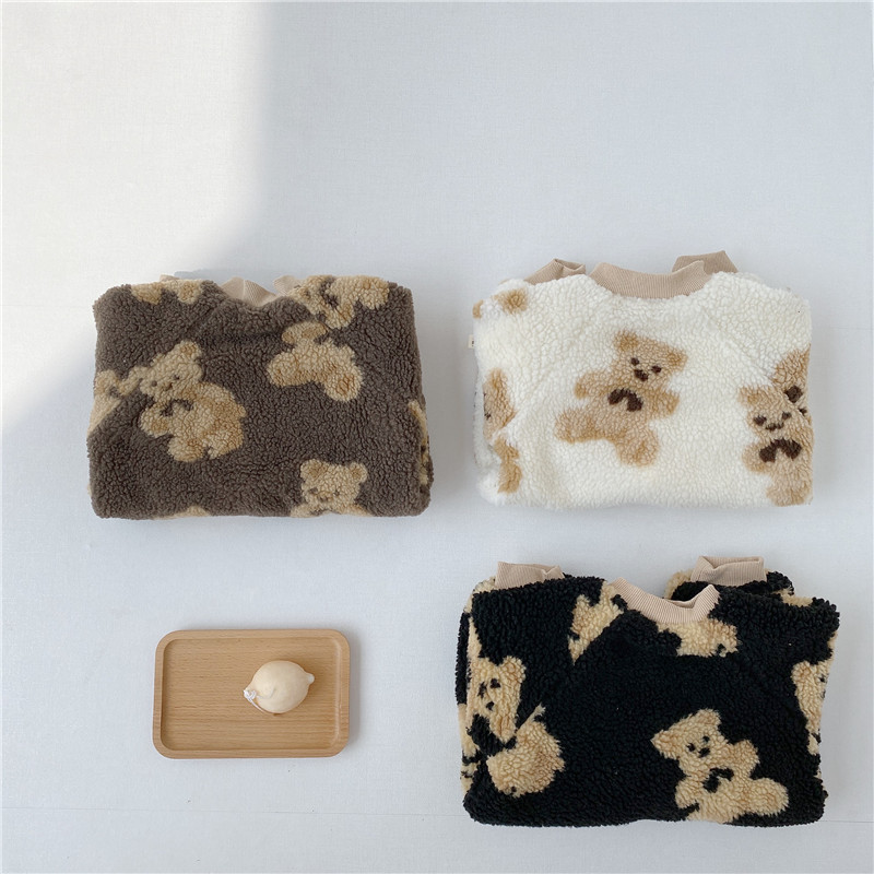 Bebé oso algodón mameluco Bebé Ropa de invierno Bebé mono bebé suéter forrado de lana engrosada ropa de excursión caliente