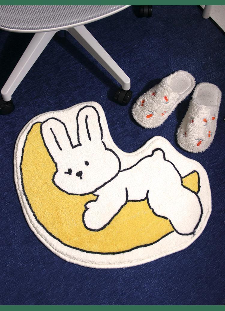 Korean-style cute bunny bathroom mat, absorbent faux cashmere mat, non-slip and easy-to-clean foot mat for bathroom entrance