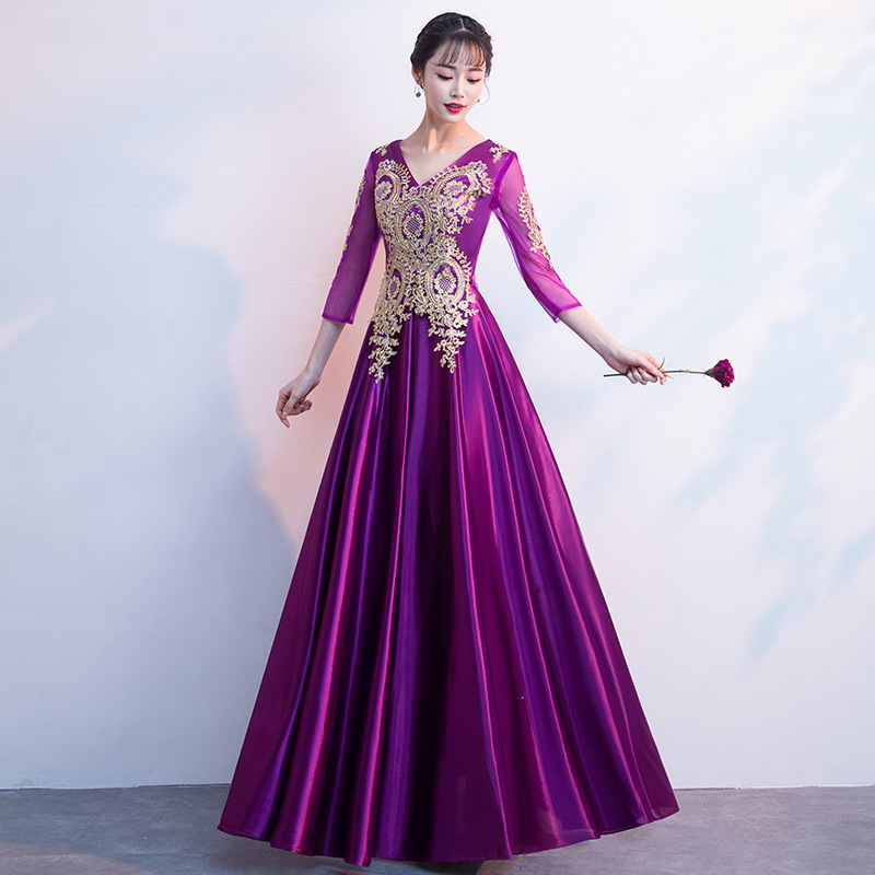 Choral Host Dress, Elegant Summer New Style Choir Performance Dress, Conductor Long Evening Dress
