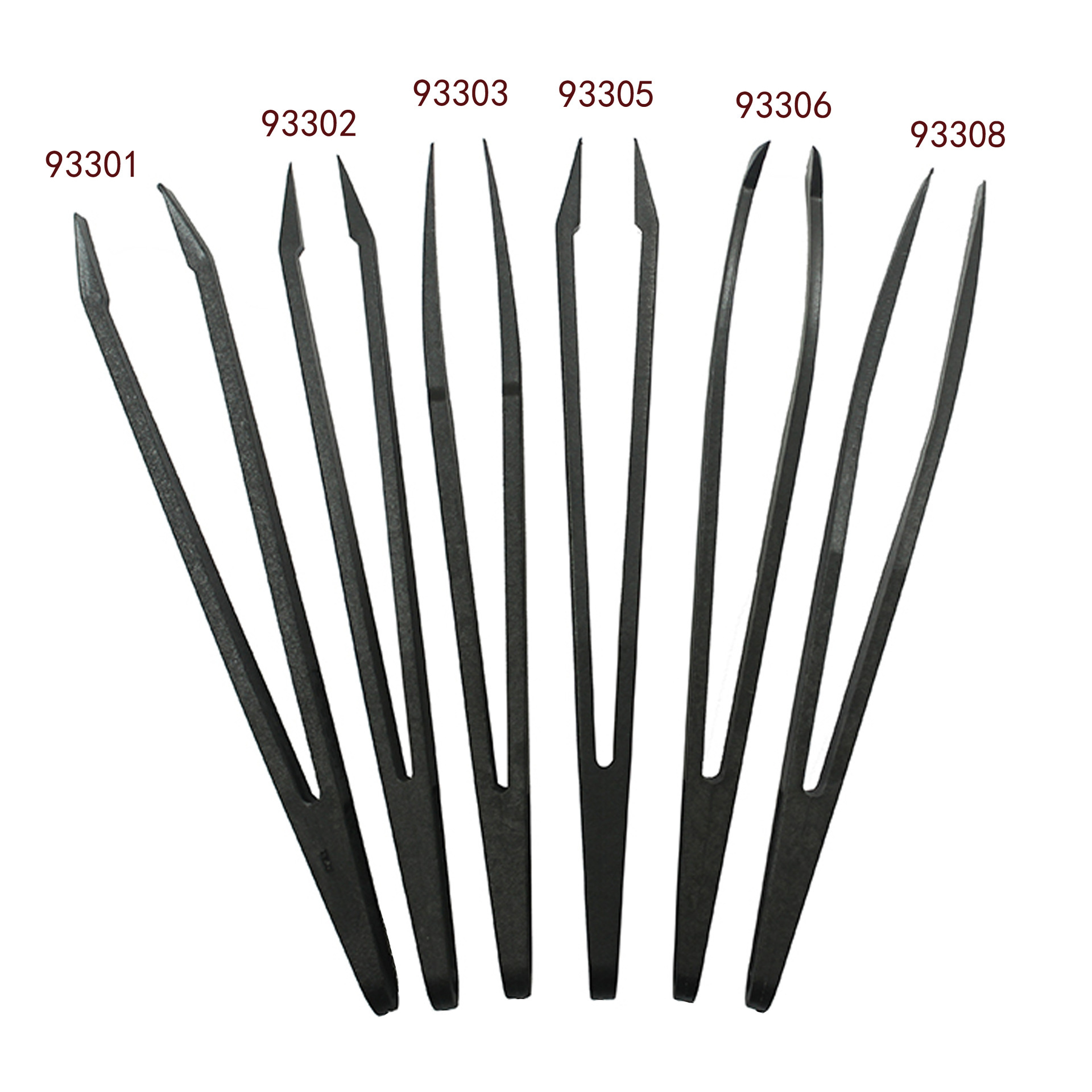 碳纤维防静电塑料夹子黑色镊子尖头宽头平头圆头弯头宽口扁头镊子