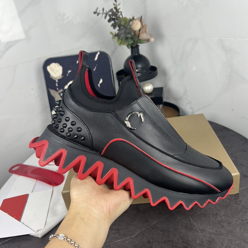 European foreign trade men's shoes CI rivet casual red-soled dad shoes, cowhide color-blocking, wear-resistant, non-slip couple's sneakers European foreign trade men's shoes CI rivet casual red-soled dad shoes, cowhide color-blocking, wear-resistant, non-slip couple's sneakers