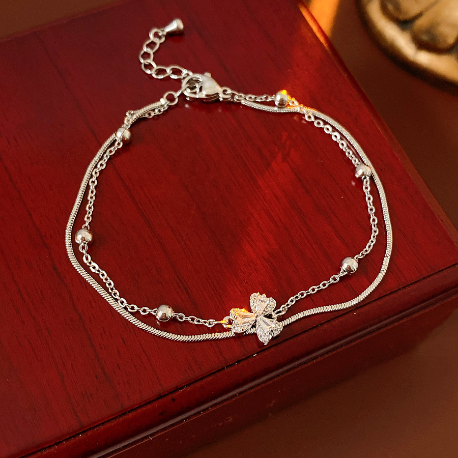 Oro verdadero pulsera de flores de trifolios de piedra pulsera de lujo ligera pulsera de alta calidad moda exquisita joyas al por mayor image 8