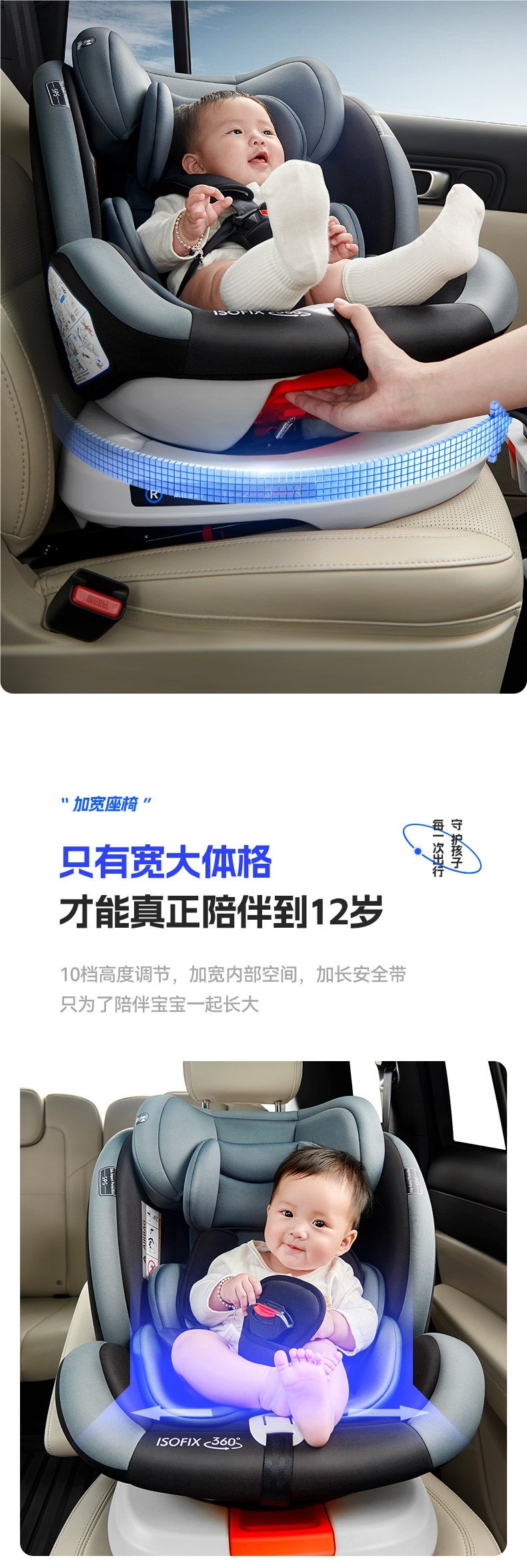 Qiao Beibi Kids Safety Seat for Cars, Suitable for Infants and Toddlers, Newborns, Ages 0-4-12, Can Sit or Recline