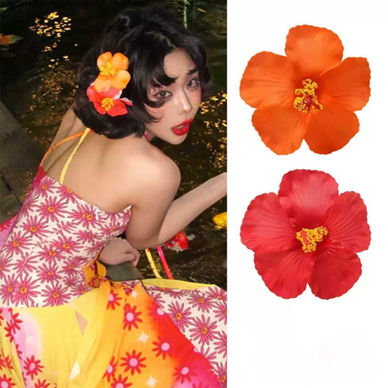 鸡蛋花布艺花朵发夹女简约后脑勺鸭嘴夹盘发小众时尚百搭发饰批发