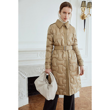 羽绒服女2025年冬季新款显瘦收腰爆款真皮长款过膝修身白鹅绒外套