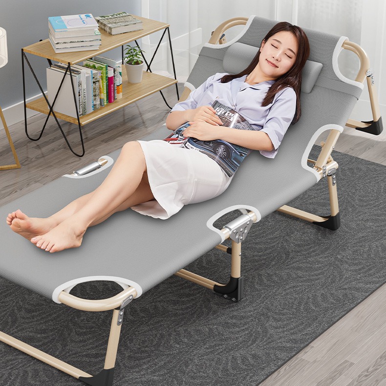 Portable Folding Bed Nap Bed Adult Single Bed Office Home Use Afternoon Nap Recliner Simple Bed Military Cot