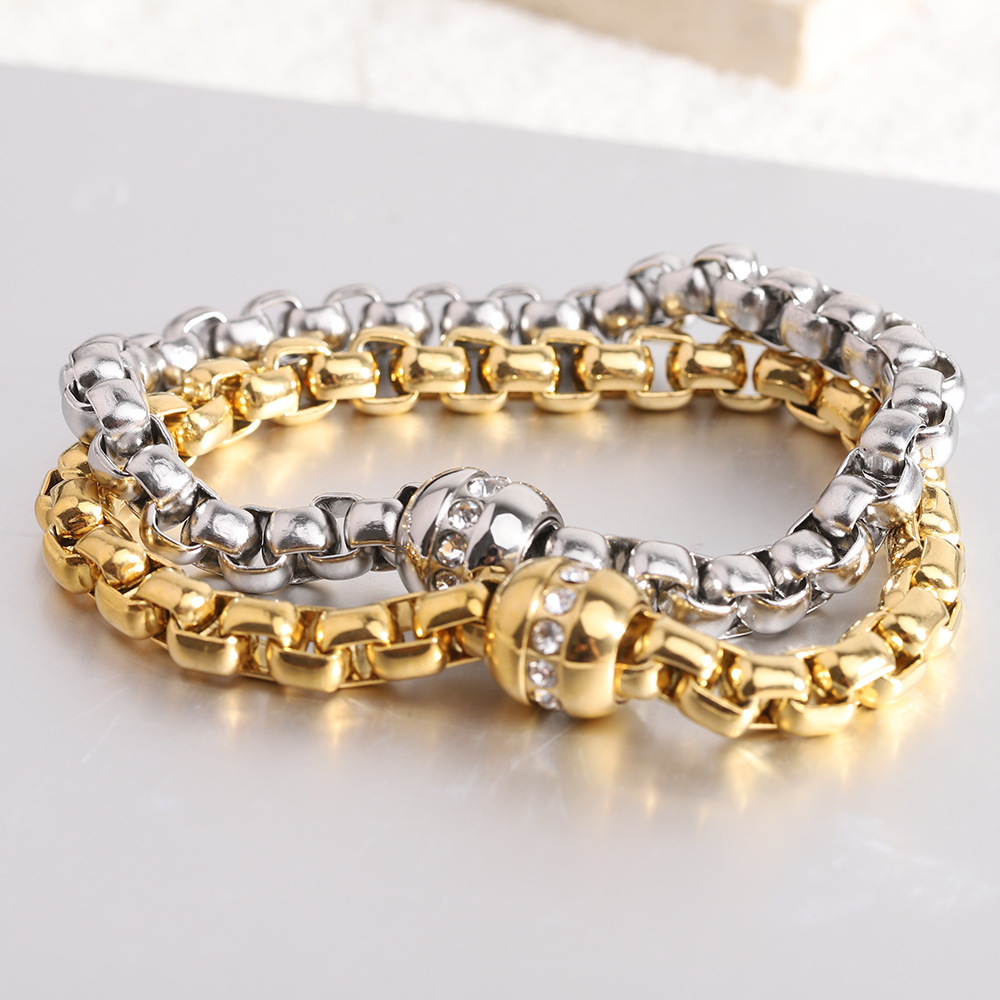 30g Weight Simple Style Solid Color Titanium Steel Plating Inlay Zircon 18k Gold Plated Women's Bracelets