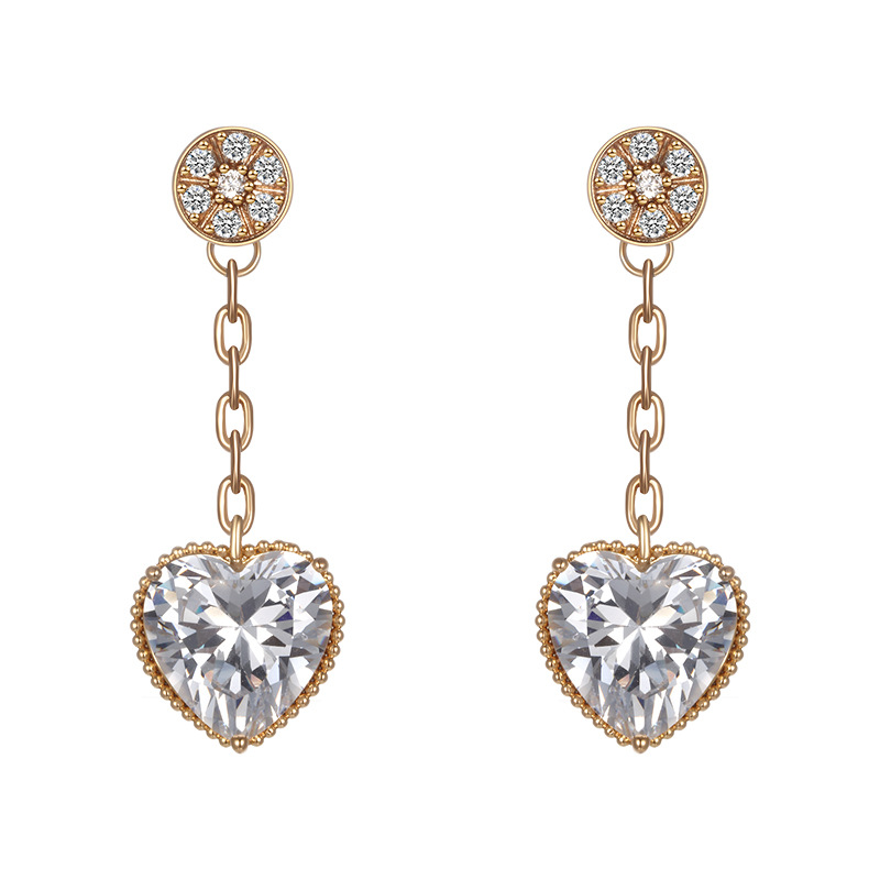 Xuping serie de aretes de amor de aleación de diamante en forma de corazón aretes de otoño y invierno estilo de diseño ligero lujoso pernos de orejas mujeres