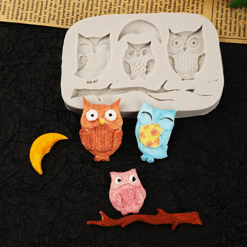 3D búho molde de silicona fondant líquido molde de pastel de chocolate líquido herramientas para hornear en stock al por mayor