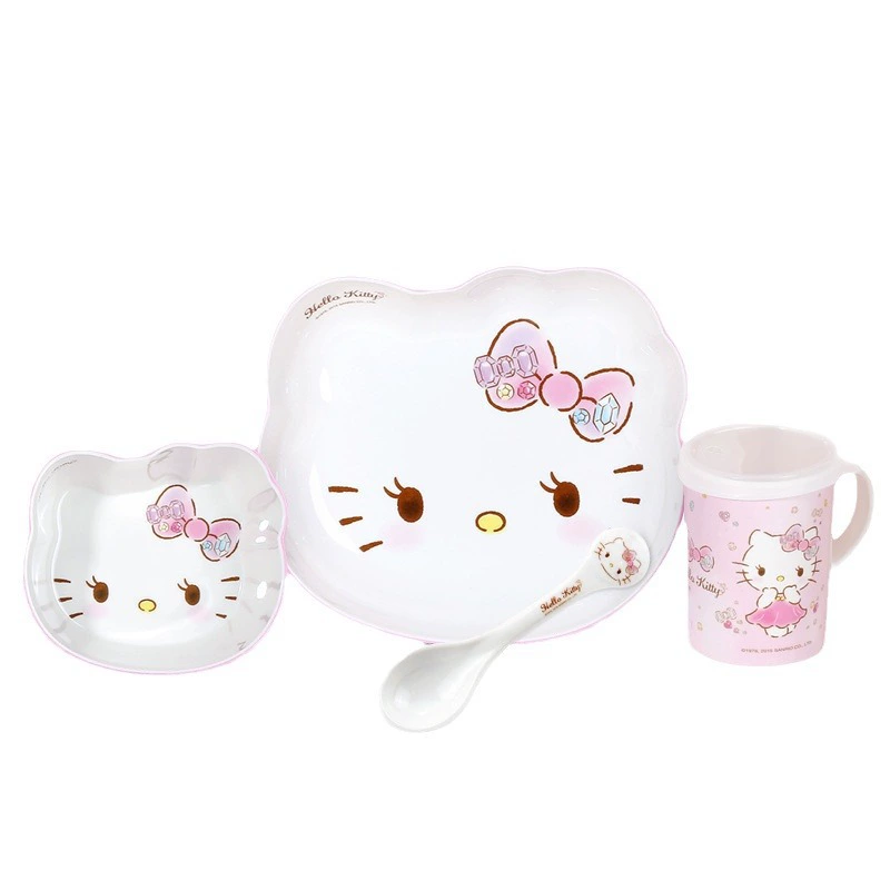 Hello Kitty, детская ложка, милая тарелка для кормления, ударопрочная мультяшная посуда