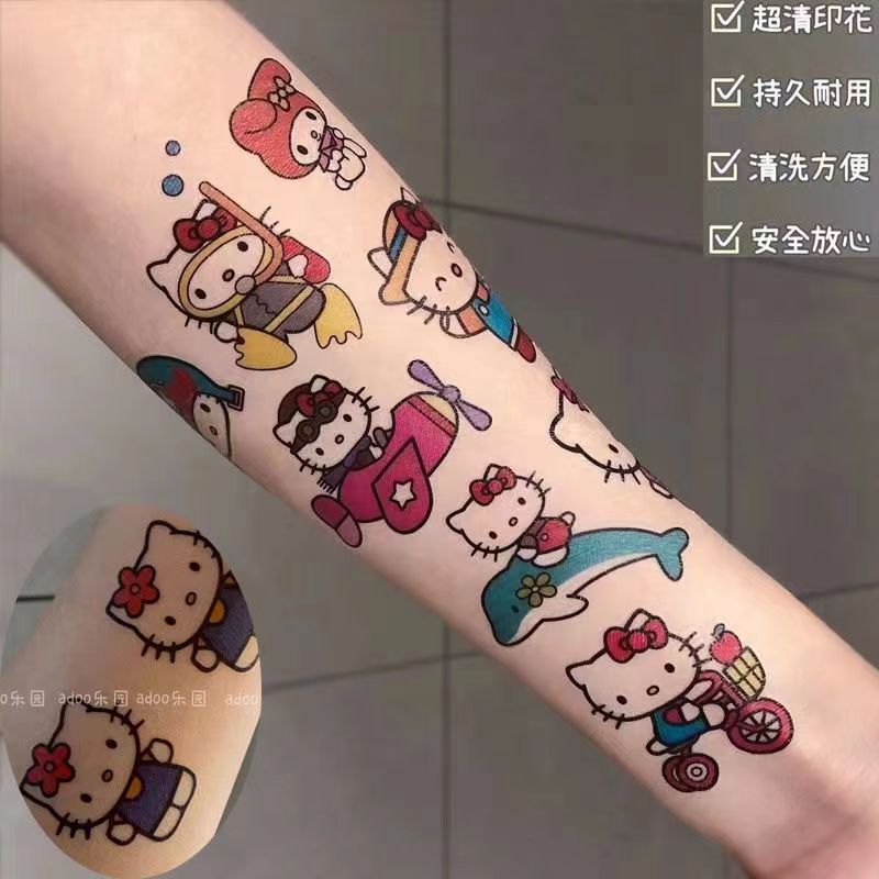 In stock wholesale coolomi tattoo stickers cartoon girl heart disposable temporary arm face tattoo stickers