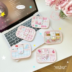 原创卡通kitty印花可爱少女布艺手作证件卡包收纳零钱包迷你单层