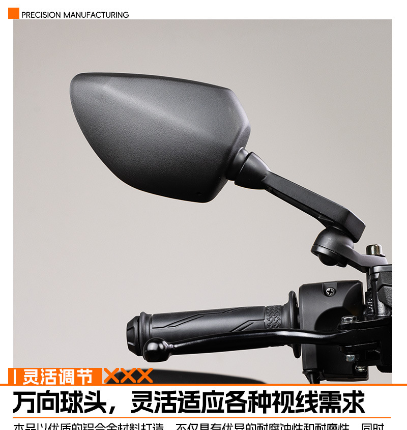 Suitable for motorcycle modified large field of view mirror new white glass square mirror motorcycle rearview mirror