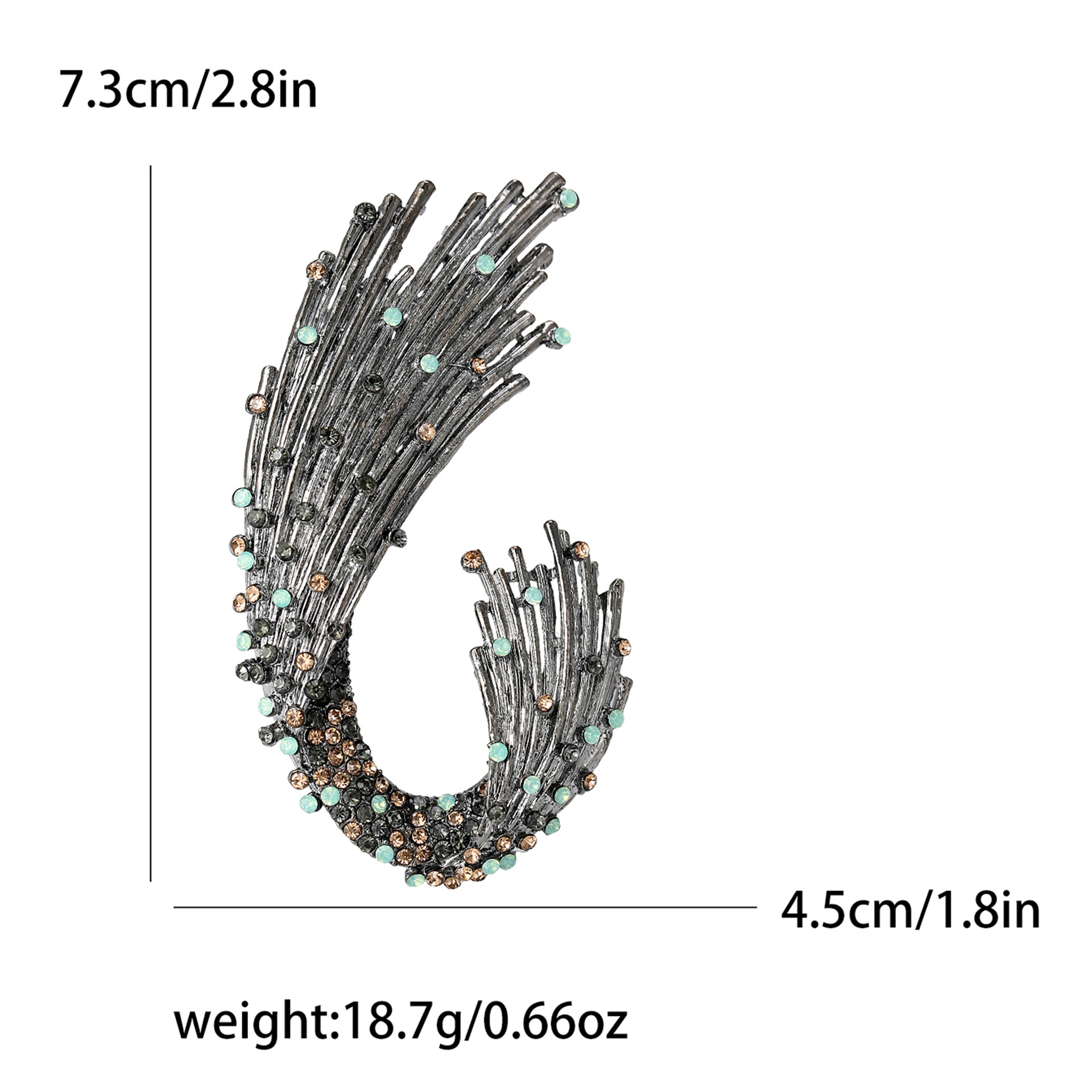 Neue modische Retro-Brosche aus Legierung mit Strasssteinen in Wellenform – ein exquisites und kreatives Accessoire für Damen, z. B. als Schal- oder Mantelbrosche._voghion.com