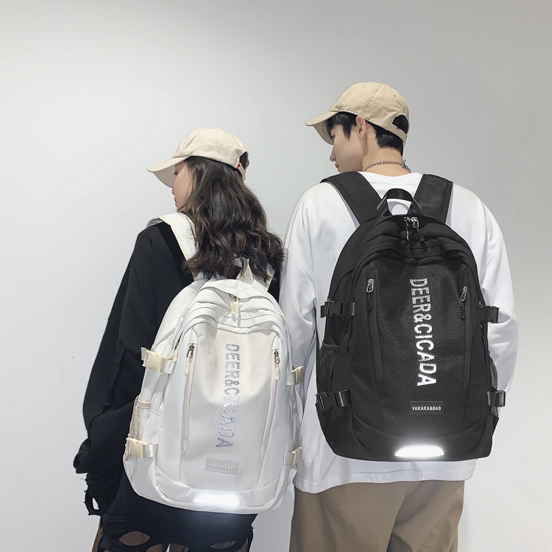 Backpack for female college students, simple casual travel laptop backpack, men's trendy ins high school large-capacity backpack