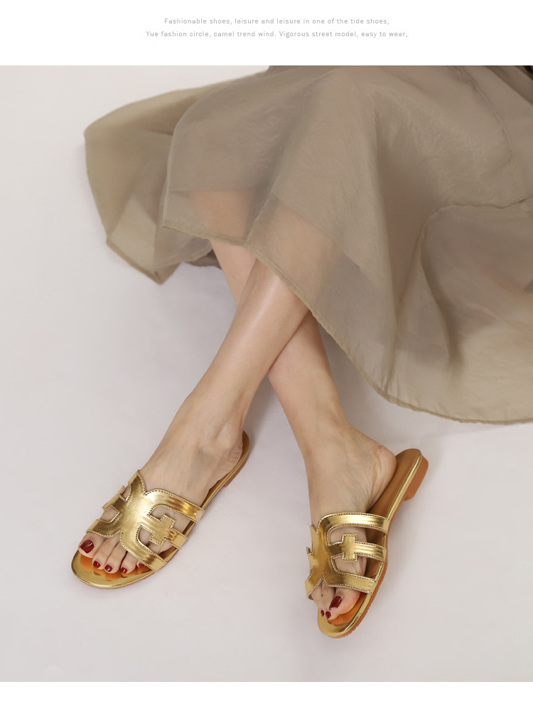 Women's Summer Outdoor Slippers, New Trendy Versatile Beach Slide For Travel And Vacation, Flat Sandals_vogvips.com
