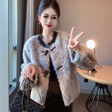 225新款小香风皮毛一体短款毛毛外套女秋冬季新款时尚貂绒上衣