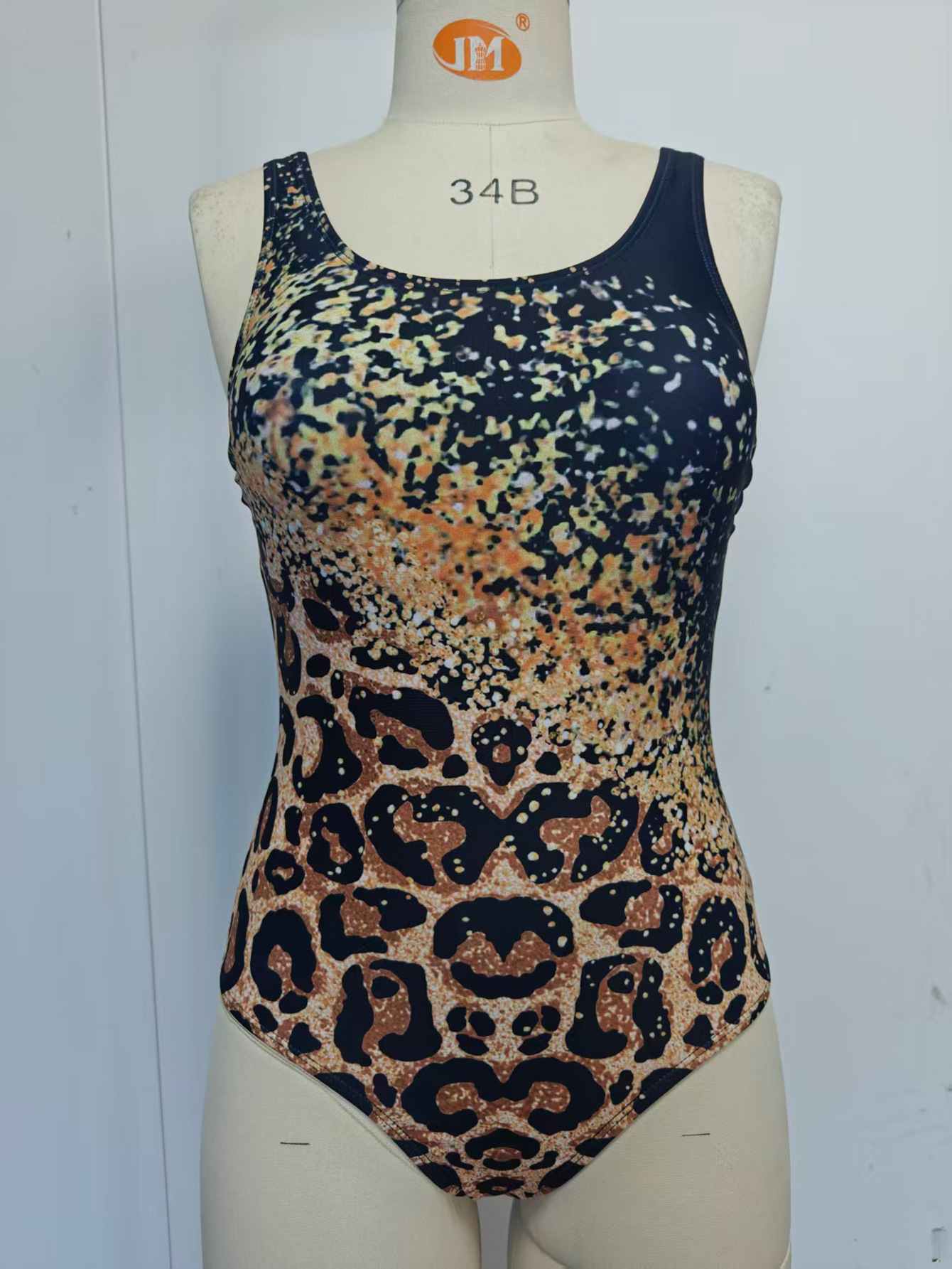 Damen Badeanzug Einteiler Mit Leopardenmuster Und U-ausschnitt_voghion.com