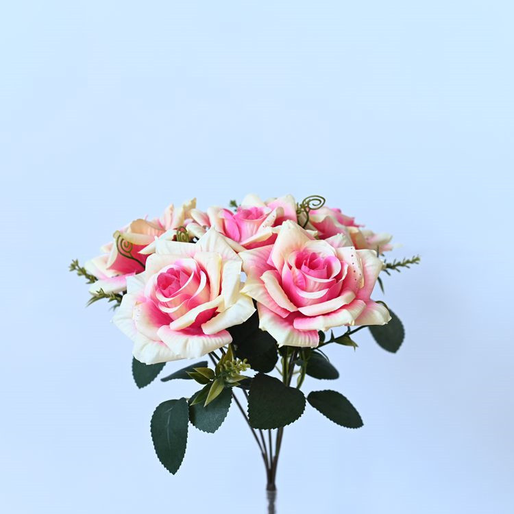 Simulación de rosas de 5 cabezas de rosas de bordes de boda fotografía decoración decorativa accesorios para el hogar flores de simulación flores falsas rosas