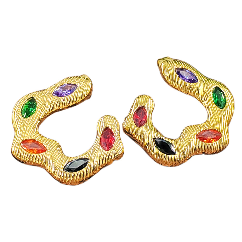 Inlay Design 1 Pair Glam Vintage Style Geometric Stainless Steel Inlay Zircon Ear Studs