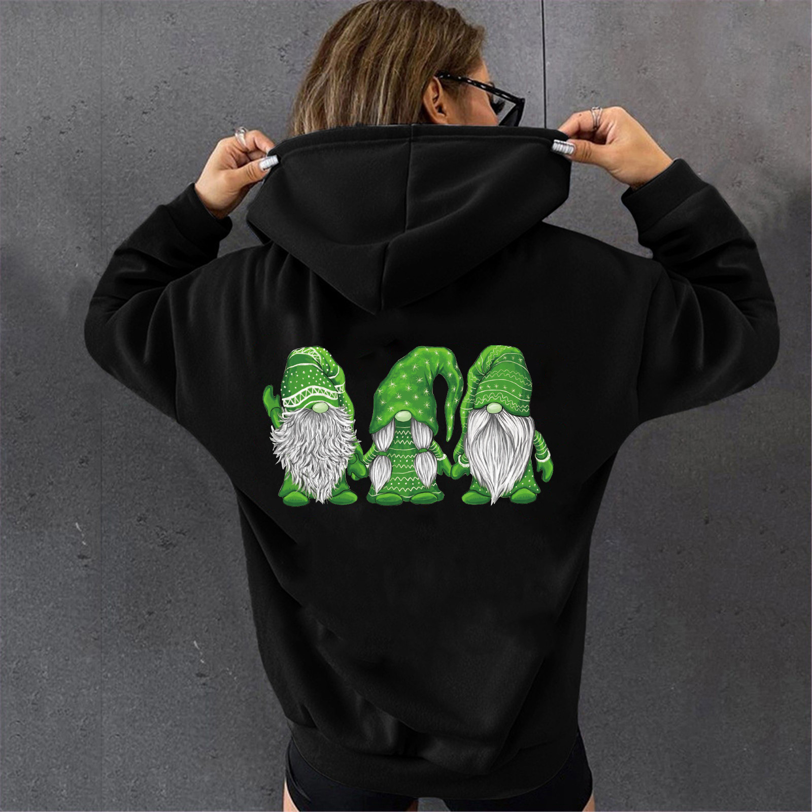 Loose Fit Type Christmas Festival Santa Claus Pattern Hoodies & Sweatshirts Long Sleeve Thermal Transfer Printing Casual Santa Claus