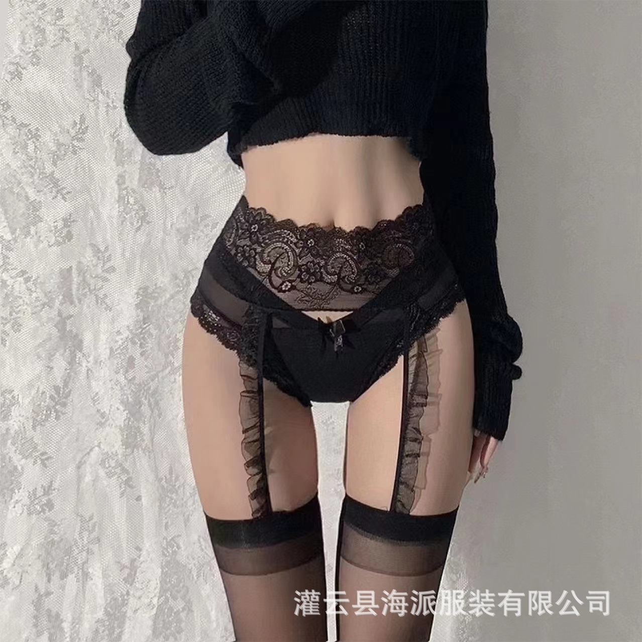 Sex Stockings Sexy Sling Sling One-piece Socks Pure Desire plus size Stockings Women's Contrast Color Red Edge Black Silk Long Tube Sex Ultra-thin