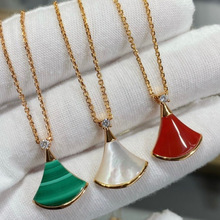 高版本925银扇子项链女轻奢网红小裙子白贝母锁骨链工厂代发直销