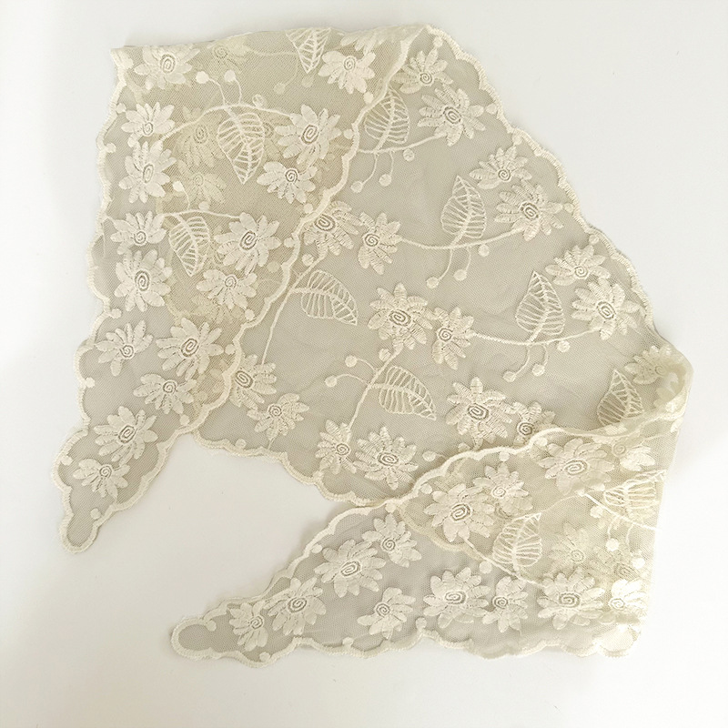 Bufanda triangular, pañuelo en la cabeza, niña de verano, nuevo estilo, protector para el cuello, bufanda pequeña, correa para el cabello dulce, cinta para el cabello, bufanda de seda de encaje, cintura